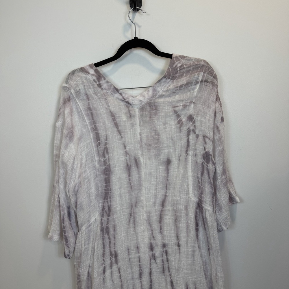 M. Rena Large Tie Dye Tunic Top Gauzy Lightweight Cotton Blend V-Neck - Picture 8 of 9
